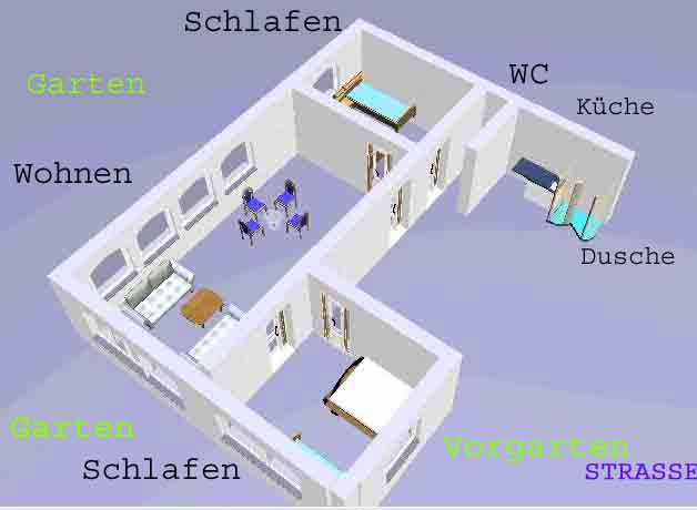 Die Anordnung der Räume in der Ferienwohnung